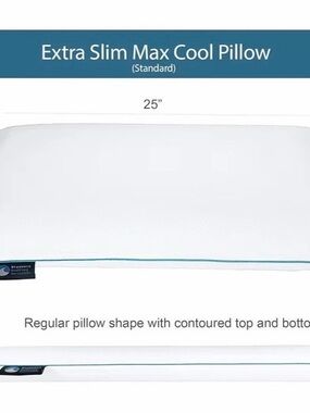 BLUEWater Extra Slim Max Cool Pillow Standard Pillow NWT